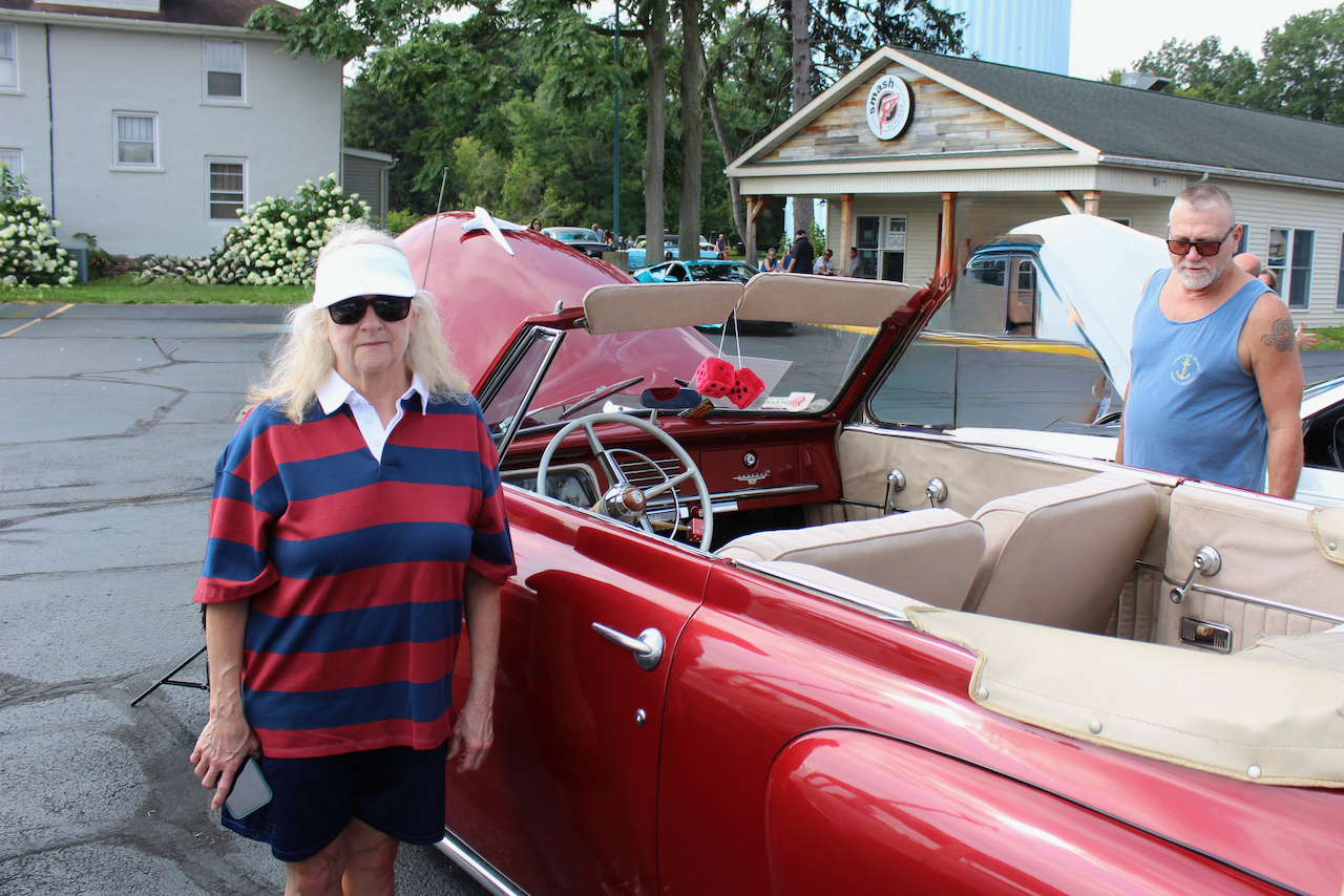 1950s vintage convertible, red
