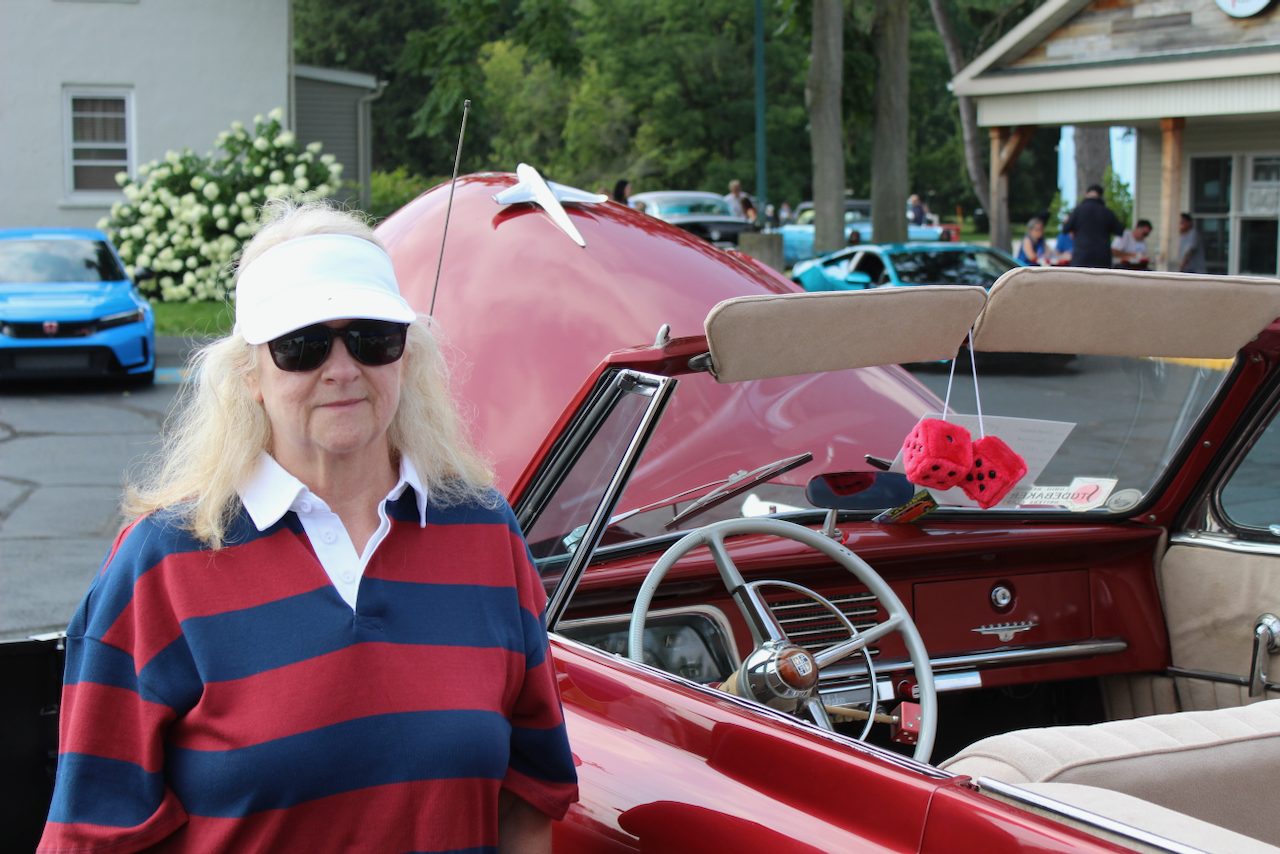 1950s vintage convertible, red
