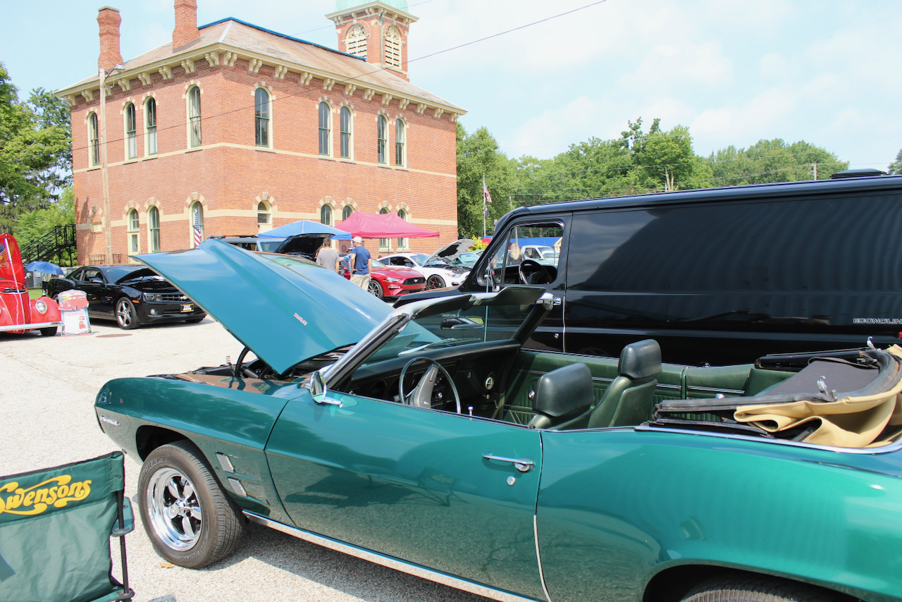 1960s Pontiac Firebird convertible, green, side view
